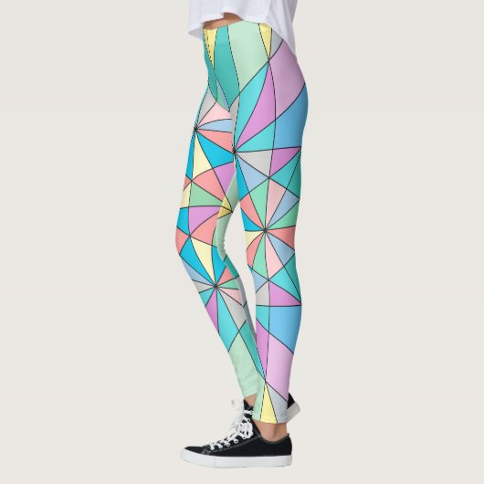 Farbenfrohe Retro Pastel Mosaic Triangle Star Patt Leggings (Links)