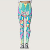 Farbenfrohe Retro Pastel Mosaic Triangle Star Patt Leggings (Vorderseite)