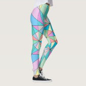 Farbenfrohe Retro Pastel Mosaic Triangle Star Patt Leggings (Rechts)