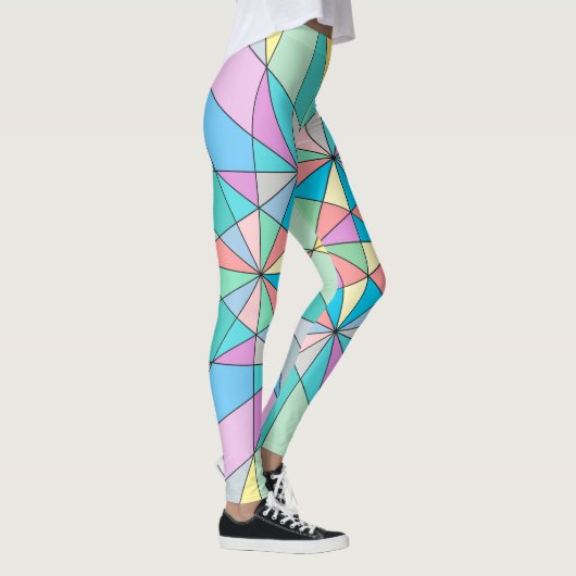 Farbenfrohe Retro Pastel Mosaic Triangle Star Patt Leggings (Rechts)