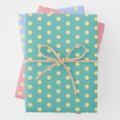 Farbenfrohe Retro Pastel Polka Dots Muster Ostern Geschenkpapier Set (Beispiel)