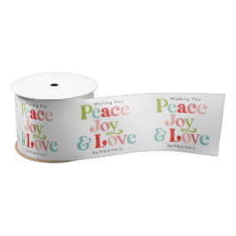 Farbenfrohe Retro Peace Joy & Liebe Weihnachten Fa Satinband