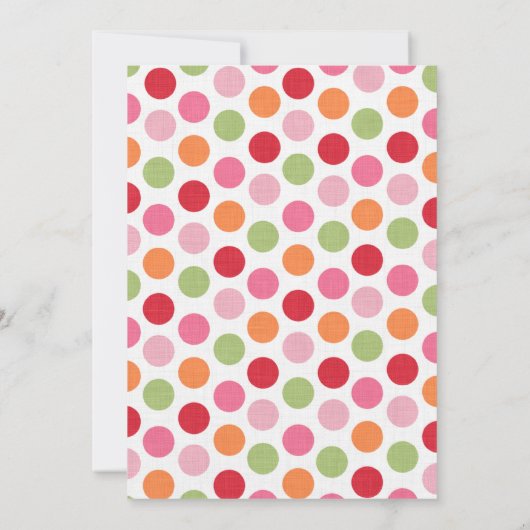 Farbenfrohe Retro Polka Dots Einladung zum Geburts (Rückseite)