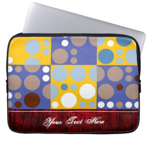 Farbenfrohe Retro Polka Dots Muster. Dunkle rote G Laptopschutzhülle