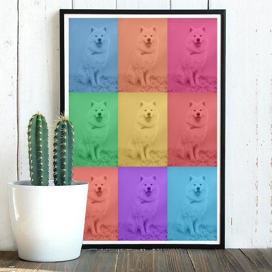 Farbenfrohe Retro-Pop Art Custom Dog Pet Foto Grid Poster
