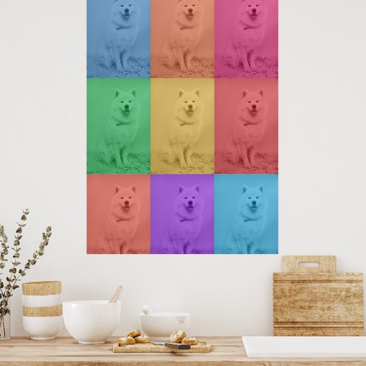 Farbenfrohe Retro-Pop Art Custom Dog Pet Foto Grid Poster (Küche)