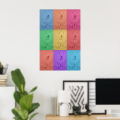 Farbenfrohe Retro-Pop Art Custom Dog Pet Foto Grid Poster (Heimbüro)