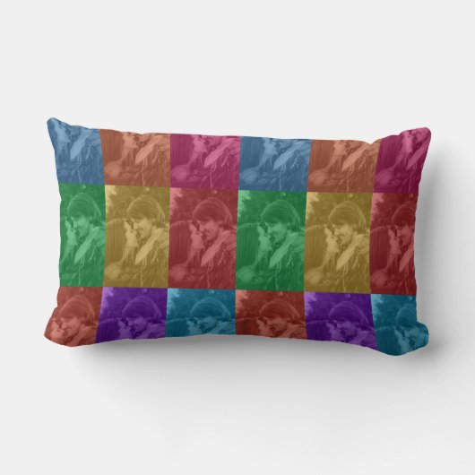 Farbenfrohe Retro Pop Art Wedding Custom Foto Grid Lendenkissen (Rückseite)