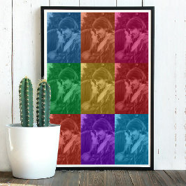 Farbenfrohe Retro Pop Art Wedding Custom Foto Grid Poster