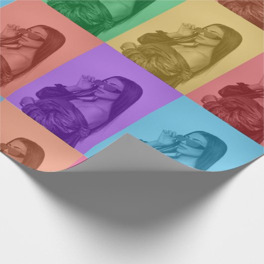 Farbenfrohe Retro Pop Modernes Foto Grill Geschenkpapier (Ecke)