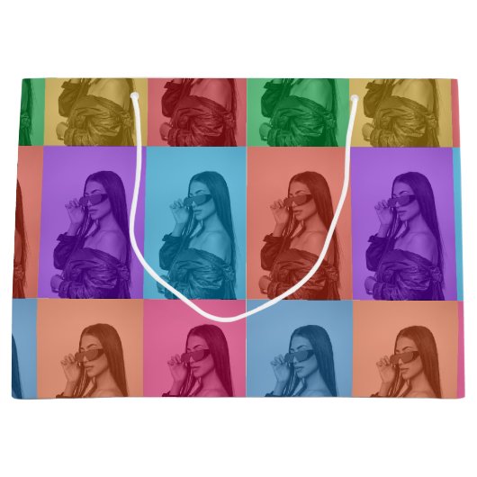 Farbenfrohe Retro Pop Modernes Foto Grill Große Geschenktüte (Vorderseite)