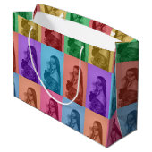 Farbenfrohe Retro Pop Modernes Foto Grill Große Geschenktüte (Rückseite Schrägansicht)