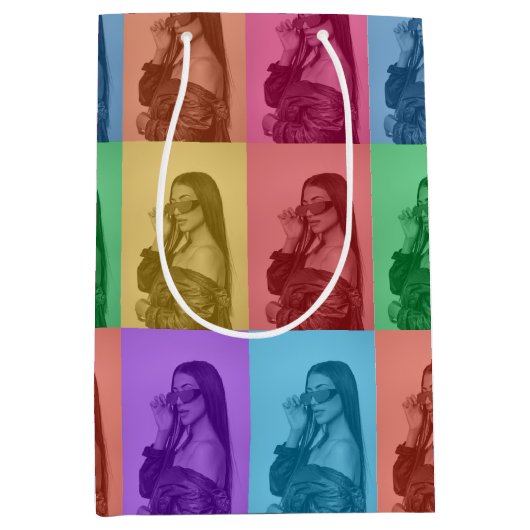 Farbenfrohe Retro Pop Modernes Foto Grill Mittlere Geschenktüte (Vorderseite)
