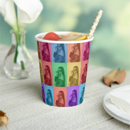 Farbenfrohe Retro Pop Modernes Foto Grill Pappbecher