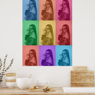 Farbenfrohe Retro Pop Modernes Foto Grill Poster