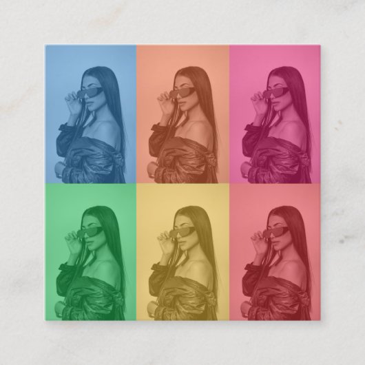 Farbenfrohe Retro Pop Modernes Foto Grill Quadratische Visitenkarte (Vorderseite)