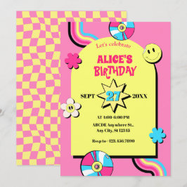 Farbenfrohe Retro Pop Spaß Pasta Geburtstag Einladung