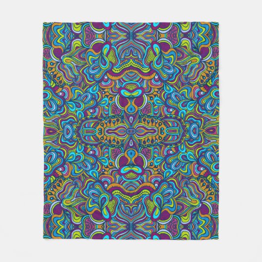Farbenfrohe Retro Psychedelic Abstrakte Wirbel Fleecedecke (Vorderseite)
