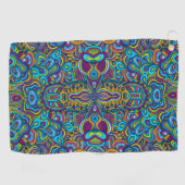 Farbenfrohe Retro Psychedelic Abstrakte Wirbel Golfhandtuch (Horizontal)