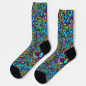 Farbenfrohe Retro Psychedelic Abstrakte Wirbel Socken (Linkes Detail)