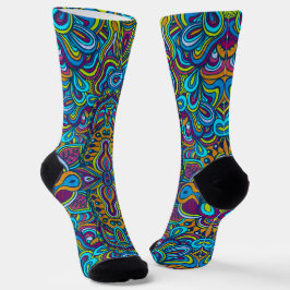 Farbenfrohe Retro Psychedelic Abstrakte Wirbel Socken