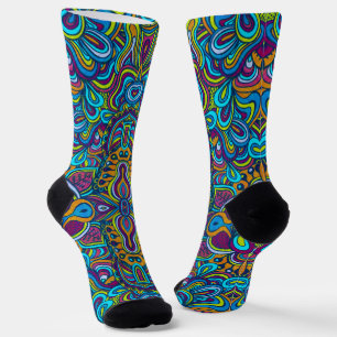 Farbenfrohe Retro Psychedelic Abstrakte Wirbel Socken