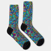 Farbenfrohe Retro Psychedelic Abstrakte Wirbel Socken (Rechts)