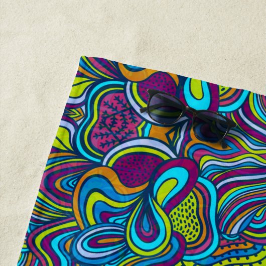 Farbenfrohe Retro Psychedelic Abstrakte Wirbel Strandtuch (Beispiel)