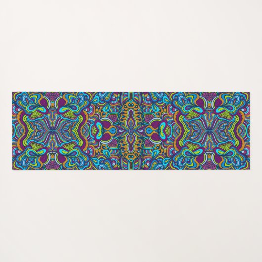 Farbenfrohe Retro Psychedelic Abstrakte Wirbel Yogamatte (Rückseite (Horizontal))