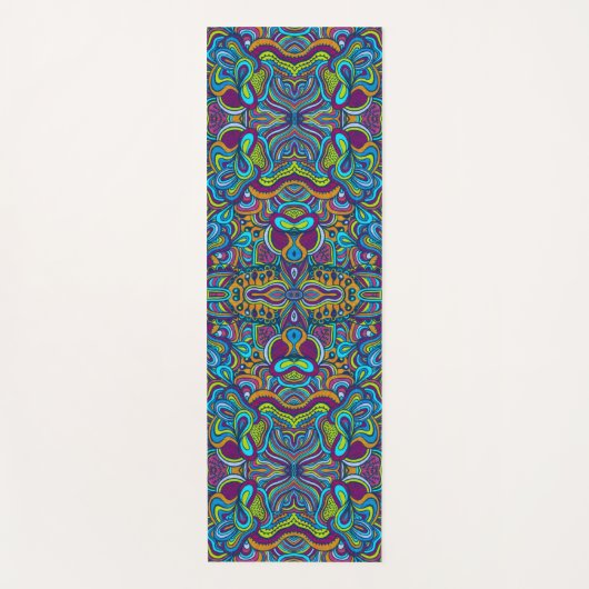Farbenfrohe Retro Psychedelic Abstrakte Wirbel Yogamatte (Vorderseite)
