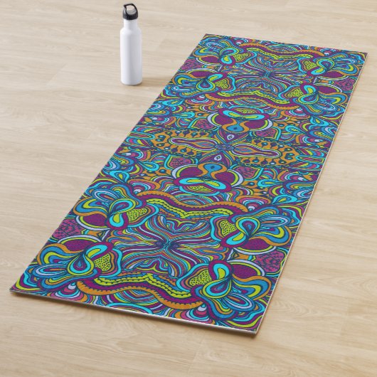 Farbenfrohe Retro Psychedelic Abstrakte Wirbel Yogamatte (Beispiel)