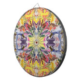 Farbenfrohe Retro Psychedelic Kaleidoskop Abstrakt Dartscheibe (Vorderseite rechts)