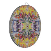 Farbenfrohe Retro Psychedelic Kaleidoskop Abstrakt Dartscheibe (Vorderseite Links)