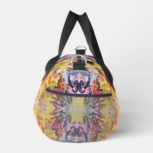 Farbenfrohe Retro Psychedelic Kaleidoskop Abstrakt Duffle Bag (Rechts)