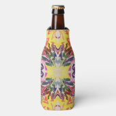 Farbenfrohe Retro Psychedelic Kaleidoskop Abstrakt Flaschenkühler (Flaschenvorderseite)
