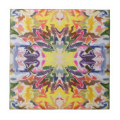 Farbenfrohe Retro Psychedelic Kaleidoskop Abstrakt Fliese (Vorderseite)