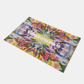 Farbenfrohe Retro Psychedelic Kaleidoskop Abstrakt Fußmatte (Schrägansicht)