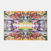 Farbenfrohe Retro Psychedelic Kaleidoskop Abstrakt Fußmatte (Vorderseite)