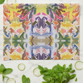 Farbenfrohe Retro Psychedelic Kaleidoskop Abstrakt Geschirrtuch