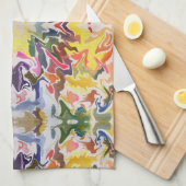 Farbenfrohe Retro Psychedelic Kaleidoskop Abstrakt Geschirrtuch (Viertel Falte)