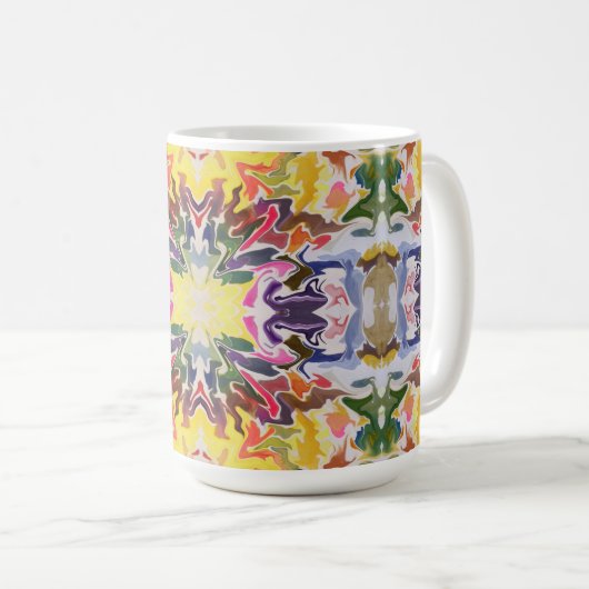 Farbenfrohe Retro Psychedelic Kaleidoskop Abstrakt Kaffeetasse (VorderseiteRechts)