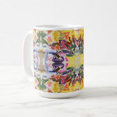 Farbenfrohe Retro Psychedelic Kaleidoskop Abstrakt Kaffeetasse (Vorderseite Links)