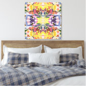 Farbenfrohe Retro Psychedelic Kaleidoskop Abstrakt Leinwanddruck (Insitu (Schlafzimmer))