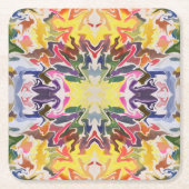 Farbenfrohe Retro Psychedelic Kaleidoskop Abstrakt Rechteckiger Pappuntersetzer (Vorderseite)
