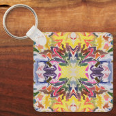 Farbenfrohe Retro Psychedelic Kaleidoskop Abstrakt Schlüsselanhänger (Vorderseite)