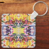 Farbenfrohe Retro Psychedelic Kaleidoskop Abstrakt Schlüsselanhänger (Rückseite)