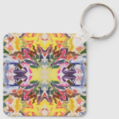 Farbenfrohe Retro Psychedelic Kaleidoskop Abstrakt Schlüsselanhänger (Rückseite)