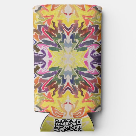 Farbenfrohe Retro Psychedelic Kaleidoskop Abstrakt Selters Dosenkühler (Rückseite)