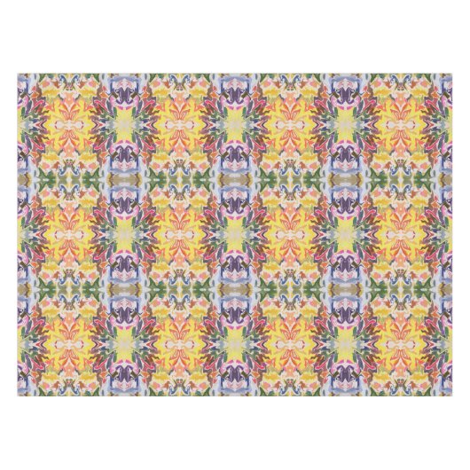 Farbenfrohe Retro Psychedelic Kaleidoskop Abstrakt Tischdecke (Vorderseite (Horizontal))