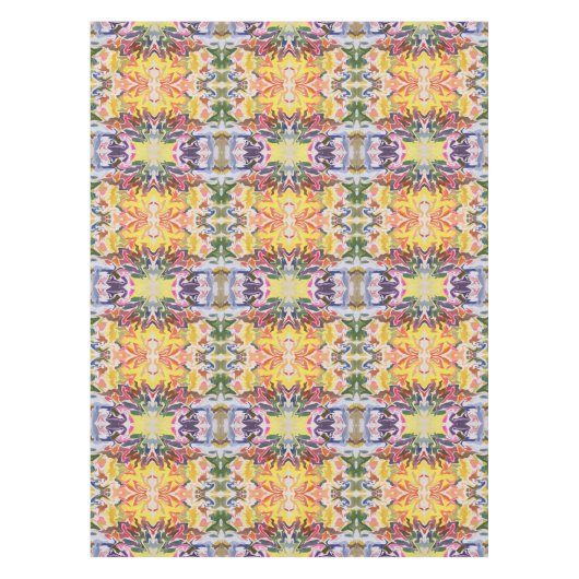 Farbenfrohe Retro Psychedelic Kaleidoskop Abstrakt Tischdecke (Vorderseite)